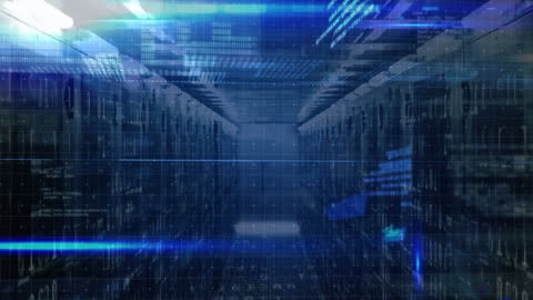 Futuristic Data Server Visualization with Digital Interface