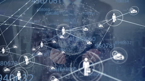 Global Connections Network with Digital Icons and Data