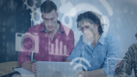 Team Collaborating Over Technology and Data Analytics