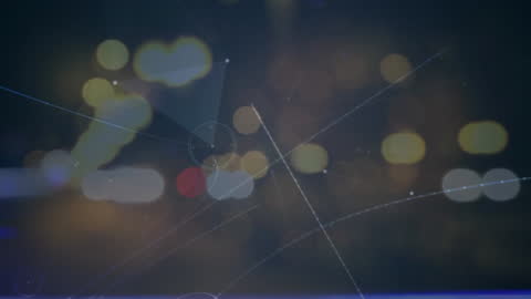 Abstract Network Connections Over Blurred Cityscape