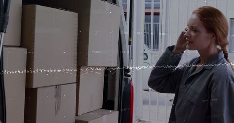Courier Communicating with Digital Interfaces Overlay - Download Free Stock Images Pikwizard.com