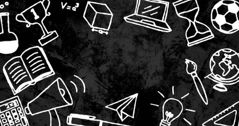 School education concept chalkboard art with icons