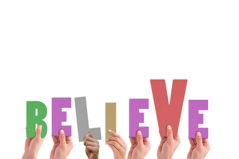 Hands Holding Letters Spelling Believe on Transparent Background - Download Free Stock Videos Pikwizard.com