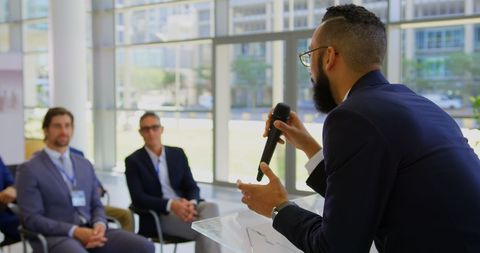 Business Professional Leading Seminar with Engaged Audience - Download Free Stock Images Pikwizard.com