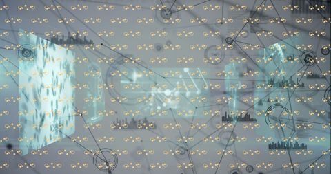Abstract Digital Network with Data Elements and Technology Shapes - Download Free Stock Images Pikwizard.com