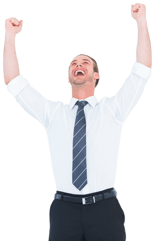 Transparent Excited Businessman Cheering with Arms Raised High - Download Free Stock Videos Pikwizard.com