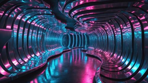 Futuristic Neon Tunnel with Pink and Blue Glows