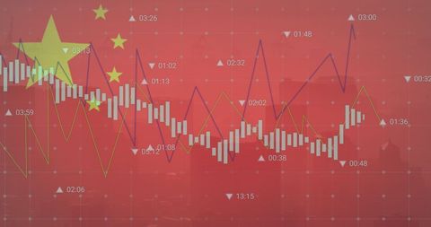 China Flag and Financial Data Analytics in Business World