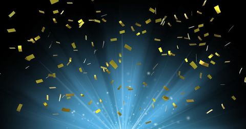 Golden Confetti Falling on Blue Burst - Download Free Stock Images Pikwizard.com