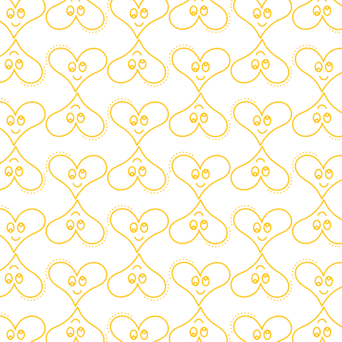Seamless Yellow Heart Pattern on Transparent Canvas