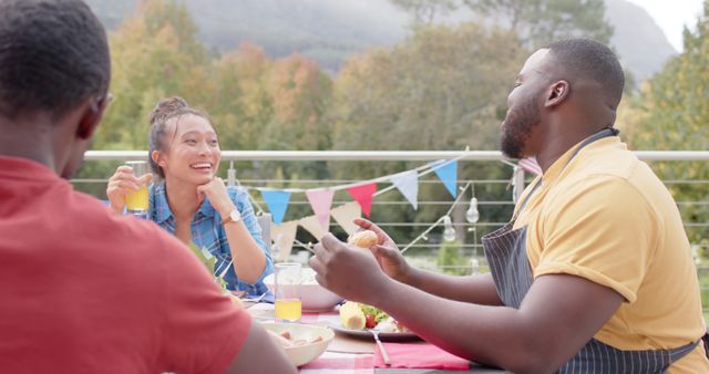 Diverse Friends Enjoying Festive Backyard Meal - Download Free Stock Images Pikwizard.com