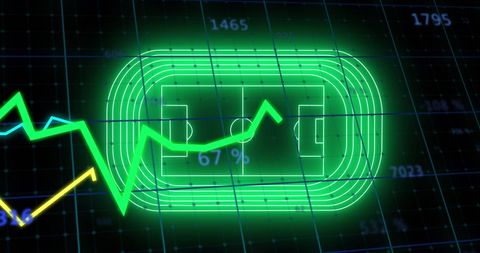 Neon Stadium with Data Graphics on Dark Background - Download Free Stock Images Pikwizard.com