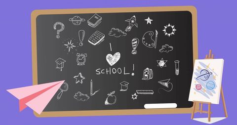 Creative Chalkboard Illustration with Educational Icons - Download Free Stock Images Pikwizard.com