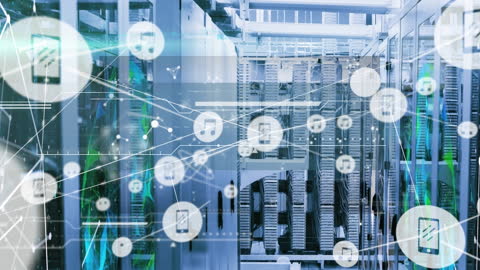 Concept of Global Networking in a High-Tech Server Room