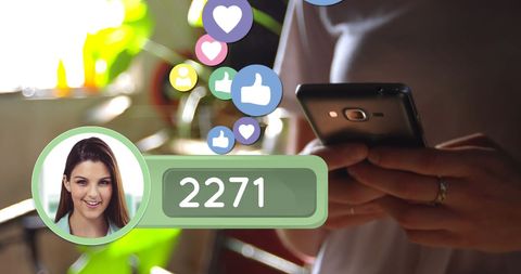 Woman Interacting with Social Media Notifications - Download Free Stock Images Pikwizard.com