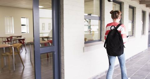 Student Exploring School Hallway Vision Education Concept