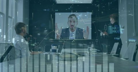 Digital Business Meeting with Futuristic Financial Analytics - Download Free Stock Images Pikwizard.com
