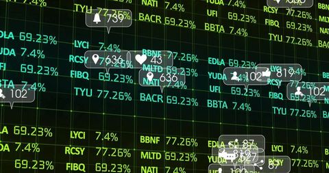 Futuristic financial trading data interface with notifications