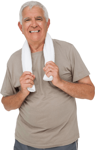 active senior man with towel smiling wellbeing transparent background - Download Free Stock Videos Pikwizard.com