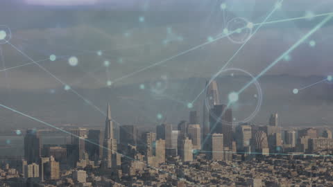 Digital Network Interconnectivity Above Urban Skyline
