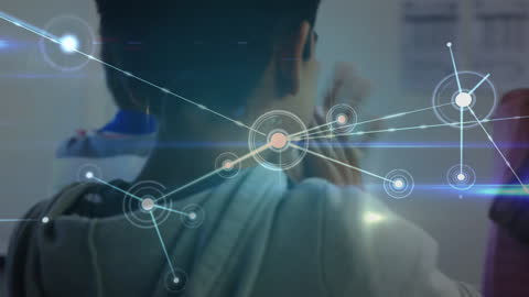 Digital Network Overlay on Students in Classroom