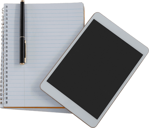tablet and spiral notebook with black pen on transparent background - Download Free Stock Videos Pikwizard.com