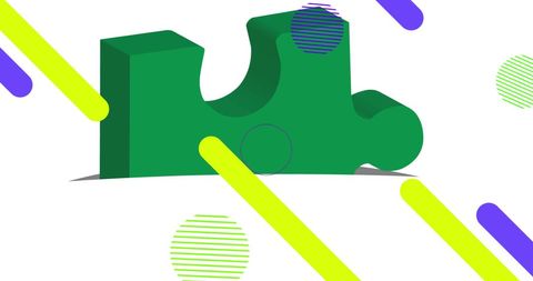 Creative Geometric Shapes and Green Puzzle Piece on White Background - Download Free Stock Images Pikwizard.com