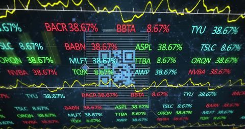 Digital Stock Market Data Processing with QR Code Overlay - Download Free Stock Images Pikwizard.com