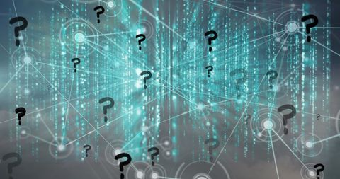 Digital Network Connections with Question Marks Overlay - Download Free Stock Images Pikwizard.com