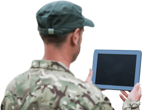 caucasian soldier using tablet on transparent background: tech in military - Download Free Stock Videos Pikwizard.com