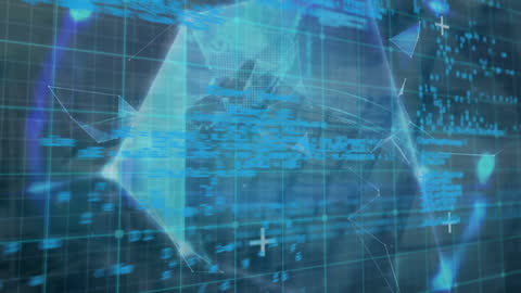 Abstract Digital Interface with Data and Keyboard Hands