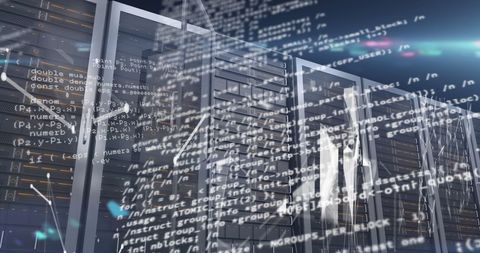 Digital Code and Server Room Represents Data Processing - Download Free Stock Images Pikwizard.com