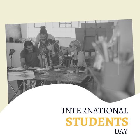 international students celebrating art class together - Download Free Stock Templates Pikwizard.com
