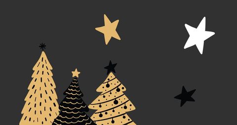 Festive Christmas Tree and Star Design on Dark Background