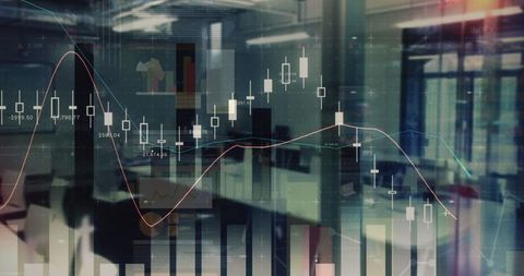 Double Exposure of Financial Charts with Modern Office Background - Download Free Stock Images Pikwizard.com