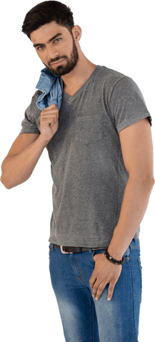 transparent portrait of man holding denim shirt on shoulder - Download Free Stock Videos Pikwizard.com