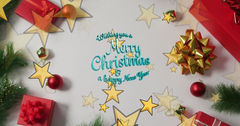 Festive Christmas Gifts with Text for Holiday Celebrations - Download Free Stock Images Pikwizard.com