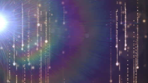 Magical Streams of Light and Stars Over Black Background