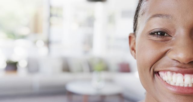 Close-up of Smiling Woman in Modern Interior Space - Download Free Stock Images Pikwizard.com