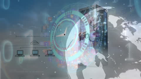 Global Technology Concept with Clock and Data Symbols