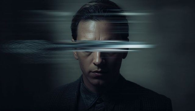 Abstract Male Portrait with Digital Glitch Effects