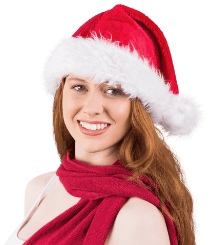 Festive Redhead Woman Smiling in Santa Hat on Transparent Background - Download Free Stock Videos Pikwizard.com