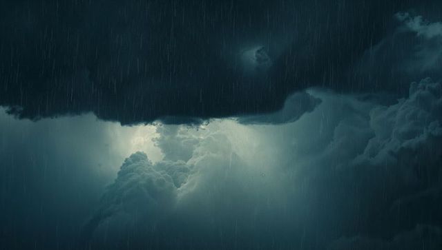 Dramatic Cumulonimbus Clouds in a Stormy Sky with Light