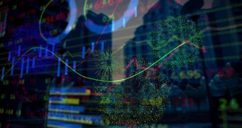 Jubilation in Finance: Financial Charts Against New Year's Fireworks