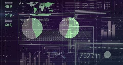 Futuristic Analytics Dashboard Interface with Charts