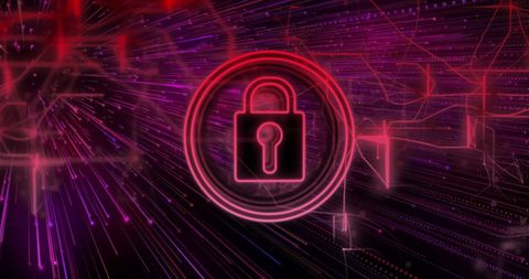 Cybersecurity Lock Icon with Abstract Digital Background - Download Free Stock Images Pikwizard.com