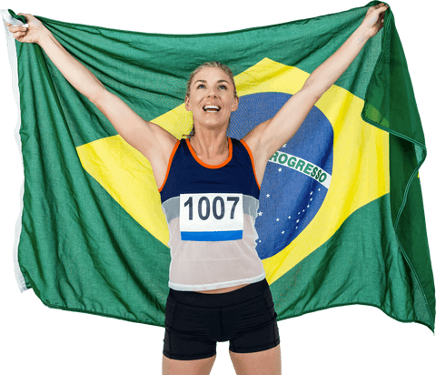 triumphant female athlete celebrating with transparent brazilian flag - Download Free Stock Videos Pikwizard.com