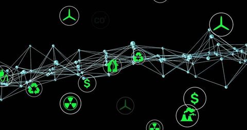 Eco-Friendly Network of Sustainable Technology Icons