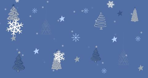 Christmas Trees and Snowflakes on Blue Background - Download Free Stock Images Pikwizard.com