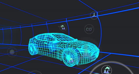 Futuristic Car Model with Data Visualization in Virtual Tunnel